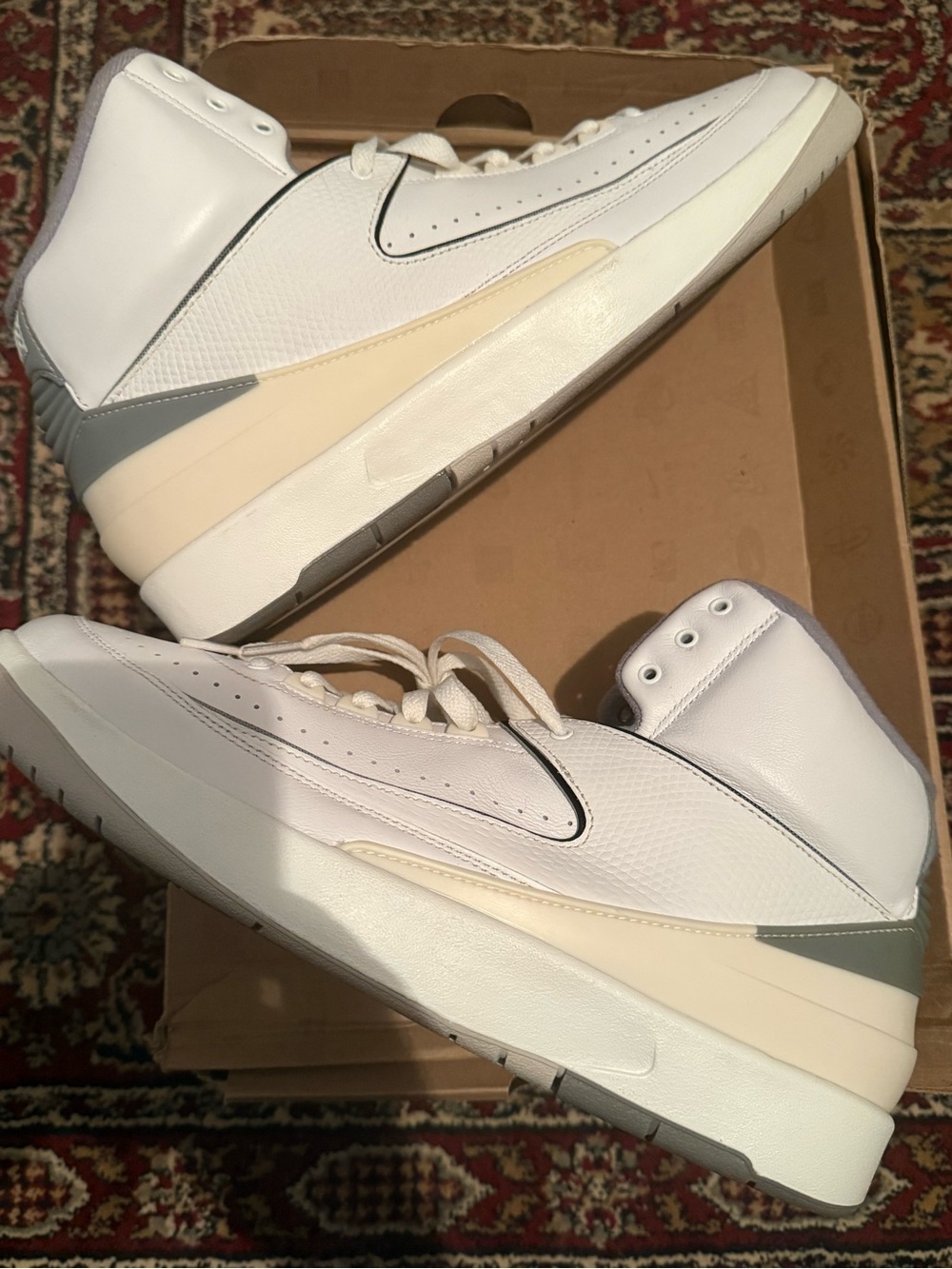Jordan 2 Retro Cement Grey - White and Light Gray High-Top Basketball Sneakers
